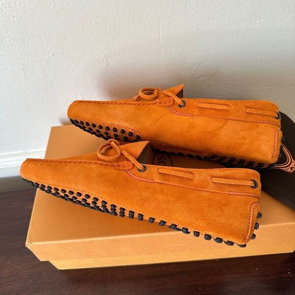 Tod's Men's Orange Suede slip-on Loafers size EU 38 - US 5,5 new in box - Picture 8 of 15